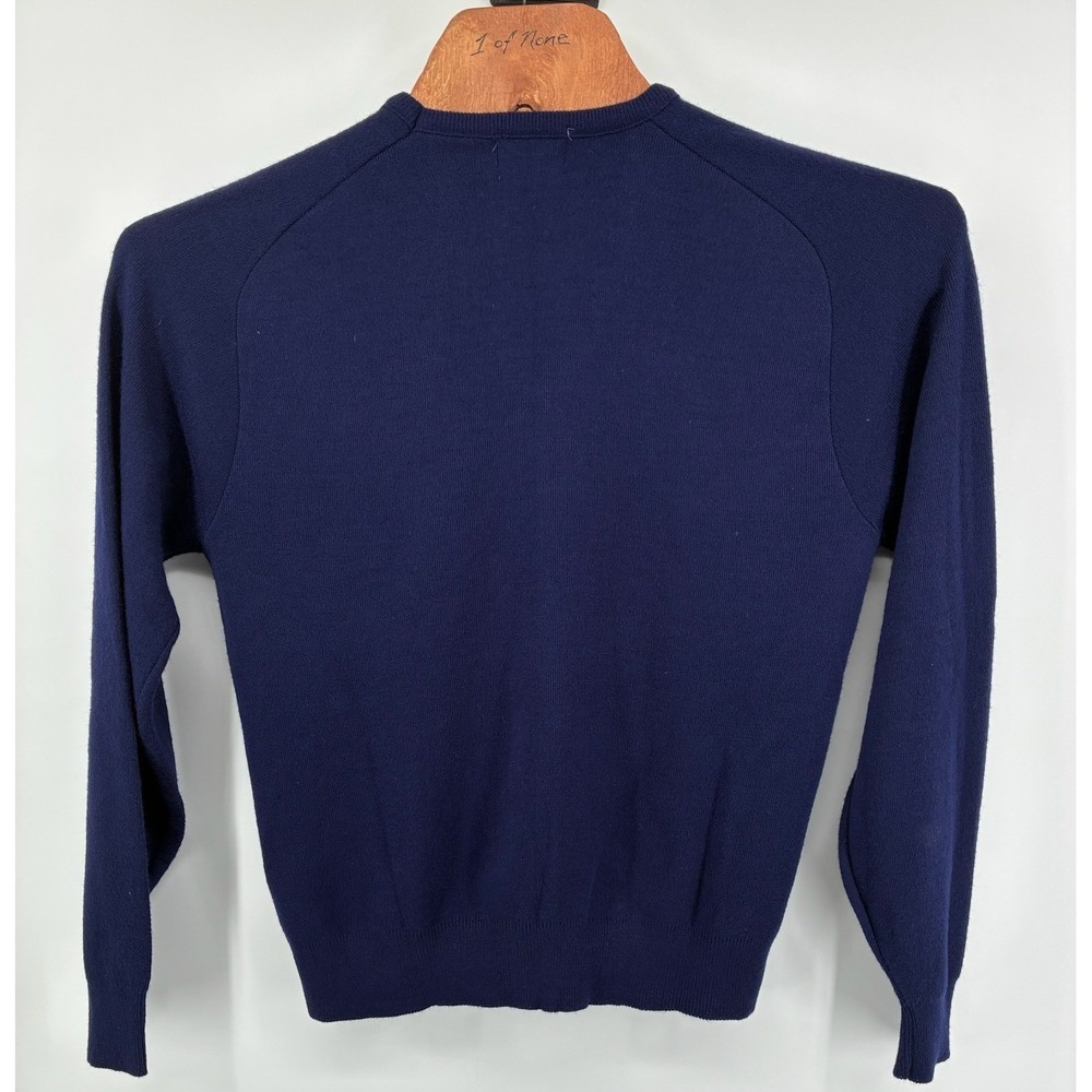 VNTG 80s Franklin Mills Xerox Navy Blue V-Neck Sweater Mens XL Made‎ in USA - Picture 3 of 8